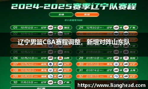 辽宁男篮CBA赛程调整，新增对阵山东队
