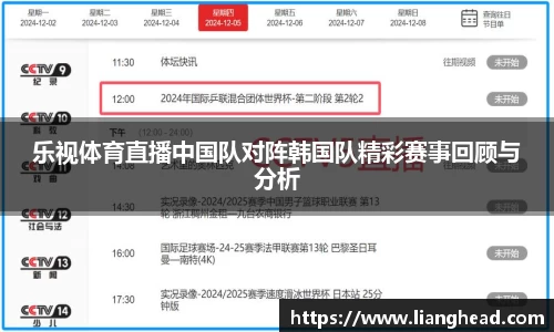 乐视体育直播中国队对阵韩国队精彩赛事回顾与分析